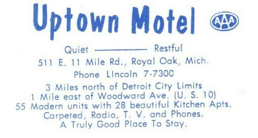 Uptown Motel - Old Post Card